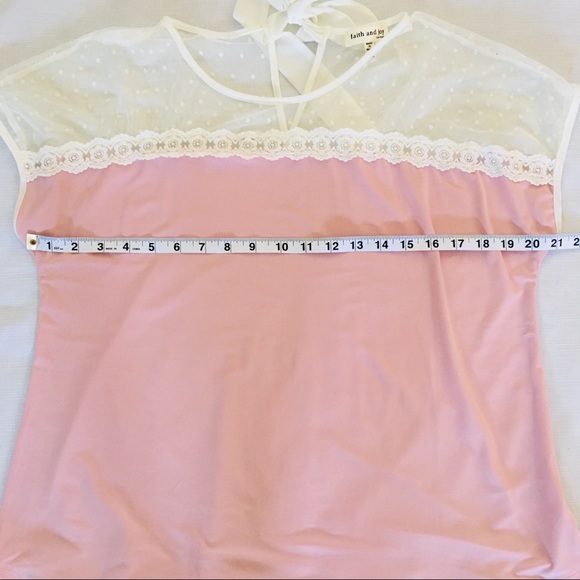 Faith and Joy Mixed Media Pink Top PXL Shirt Lace - Picture 6 of 8